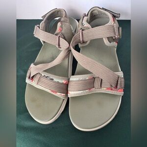 Earth Origins Strappy Sandal Womens 9 Olive Vivvy Hiking Vegan Beach Walking
